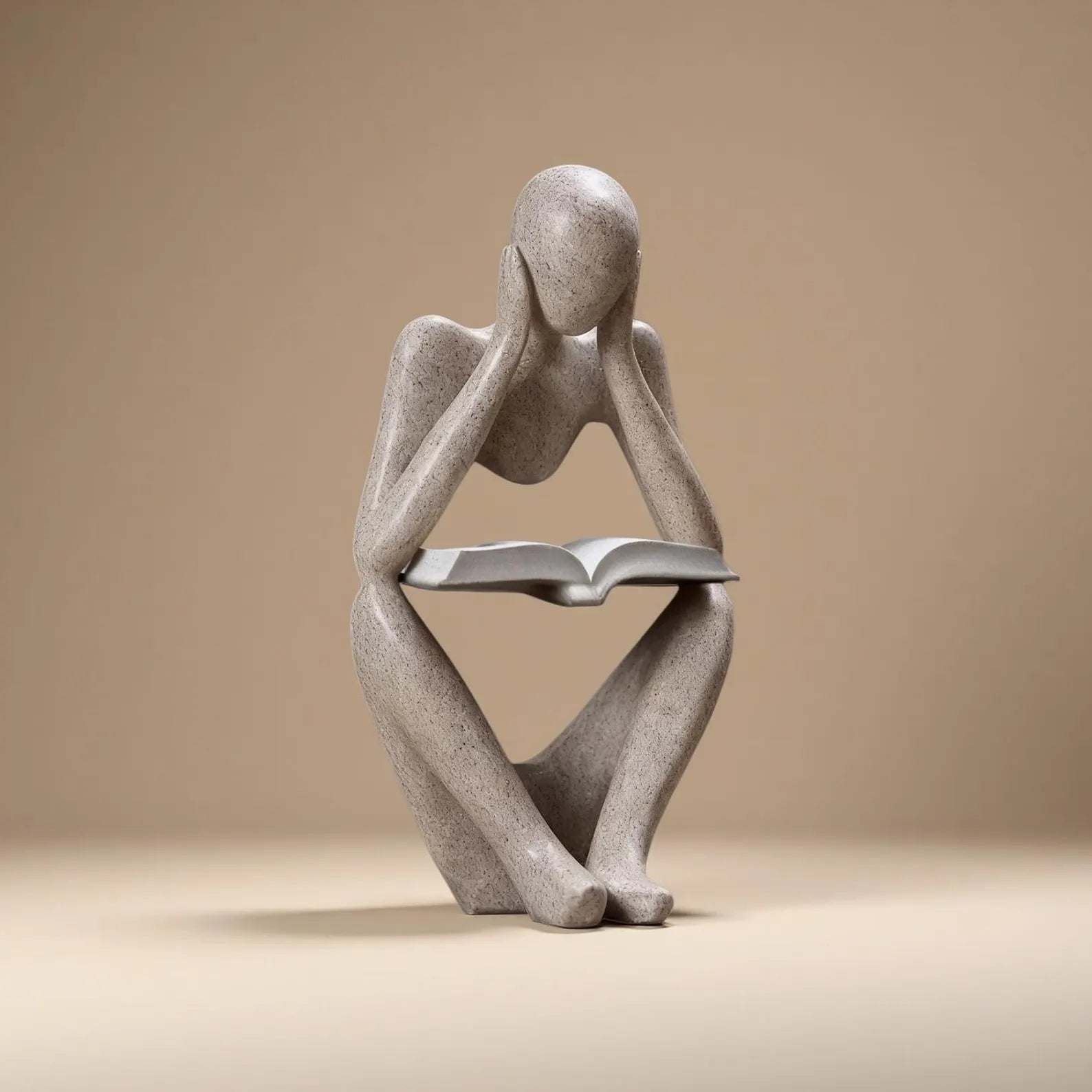 Abstract Thinker with Book Sandstone Sculpture