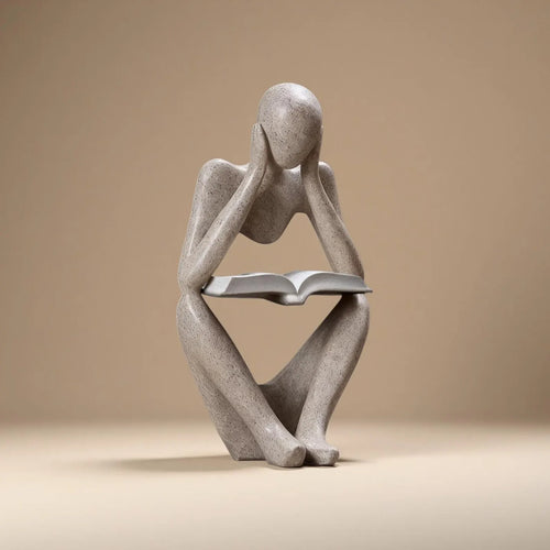 Abstract Thinker with Book Sandstone Sculpture